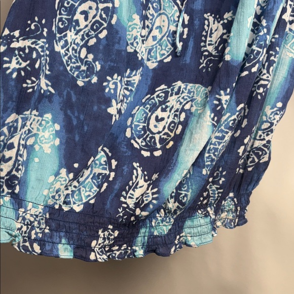 Chaps Blue Patterned Blouse - Picture 8 of 11